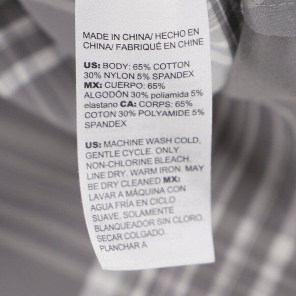 CHICO'S Poplin Billow Sleeve Gray Plaid Button Front Shirt Size 2 (US 12) - Picture 8 of 8